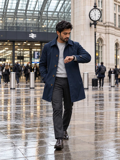 Men's Shower-Resistant Mid-Length City Coat