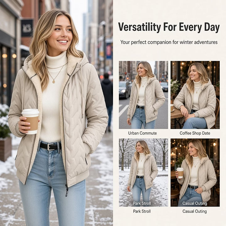 Women's Sherpa-Lined Quilted Hooded Jacket