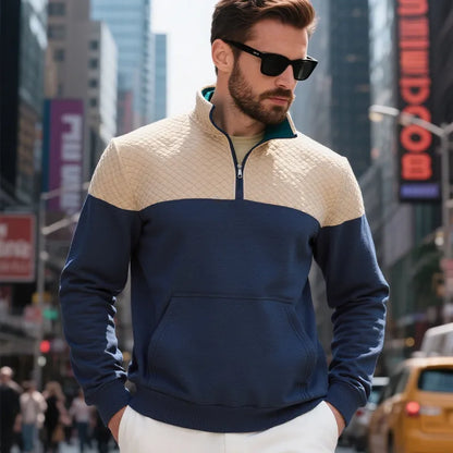 Men's Colour Block Half-Zip Sweatshirt