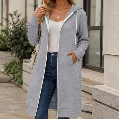 Women's Longline Zip-Up Hooded Jacket