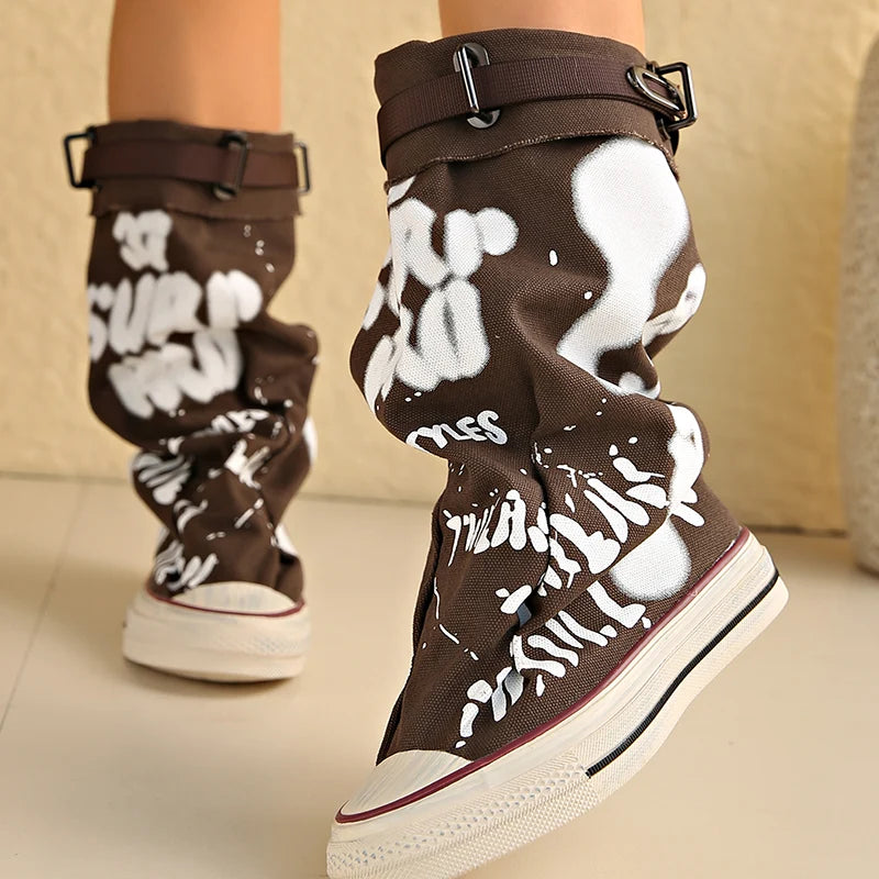 Women's Graffiti Fold-Over Buckle Boots