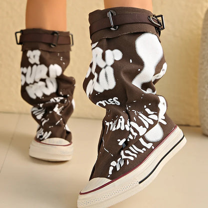 Women's Graffiti Fold-Over Buckle Boots
