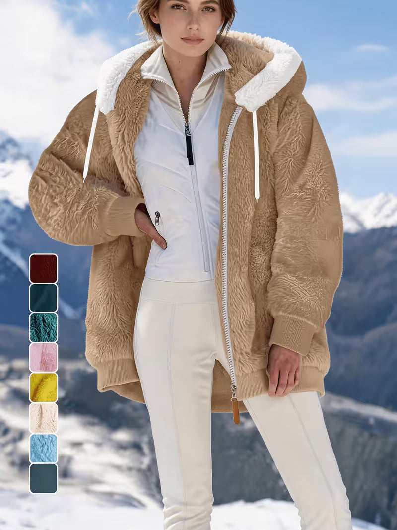 Women's Oversized Plush Hooded Coat