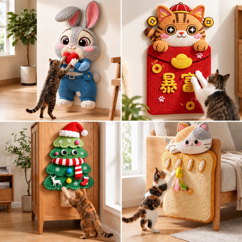 Self-Adhesive Cat Scratching Mat with Toy