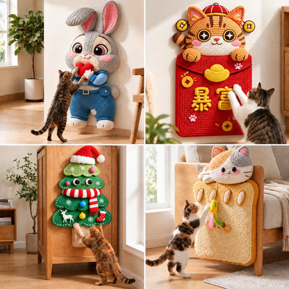 Self-Adhesive Cat Scratching Mat with Toy