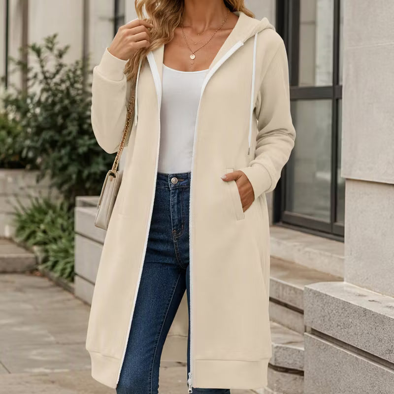 Women's Longline Zip-Up Hooded Jacket