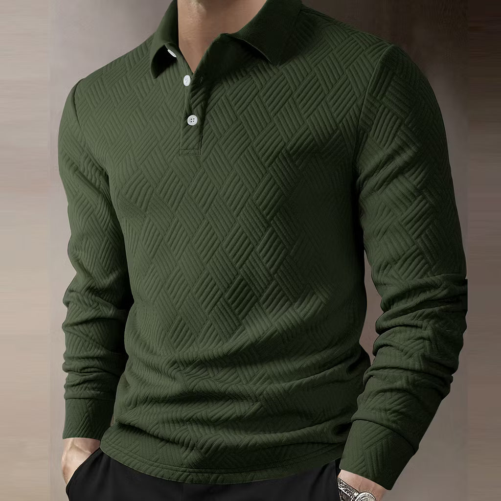 Men's Textured Long Sleeve Polo