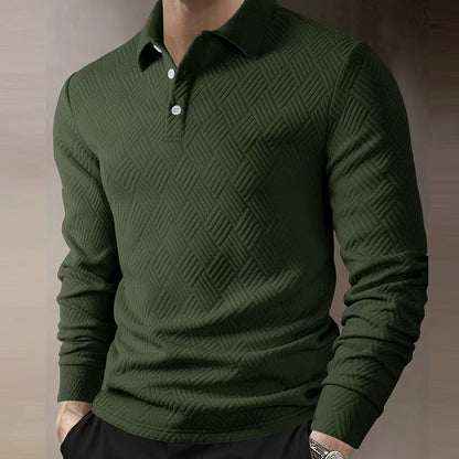 Men's Textured Long Sleeve Polo