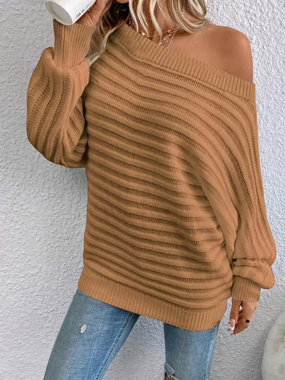 Women's Off-Shoulder Ribbed Knit Jumper