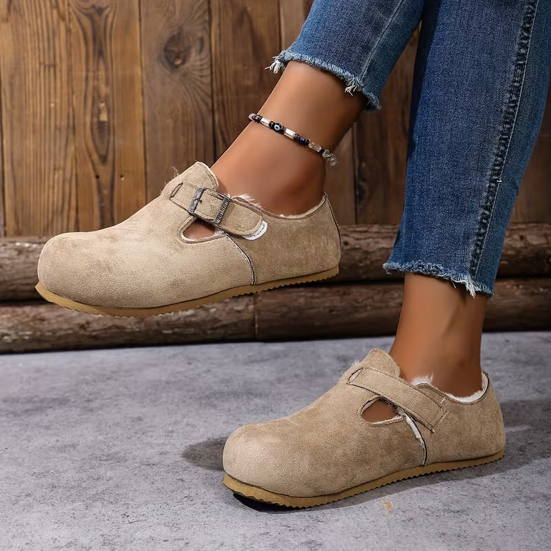 Women's Buckle Detail Plush-Lined Clogs