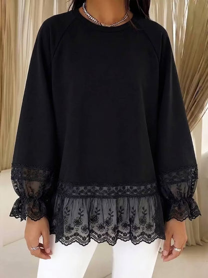 Women's Lace Panel Relaxed Sweatshirt