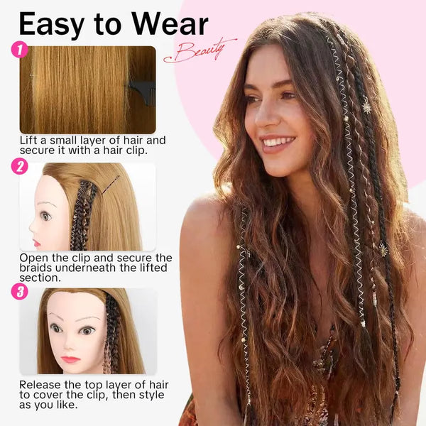 Women's Bohemian Decorative Clip-In Hair Braids