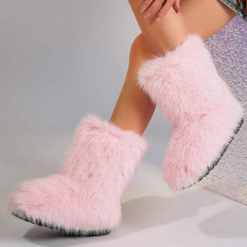 Women's Fluffy Mid-Calf Winter Boots