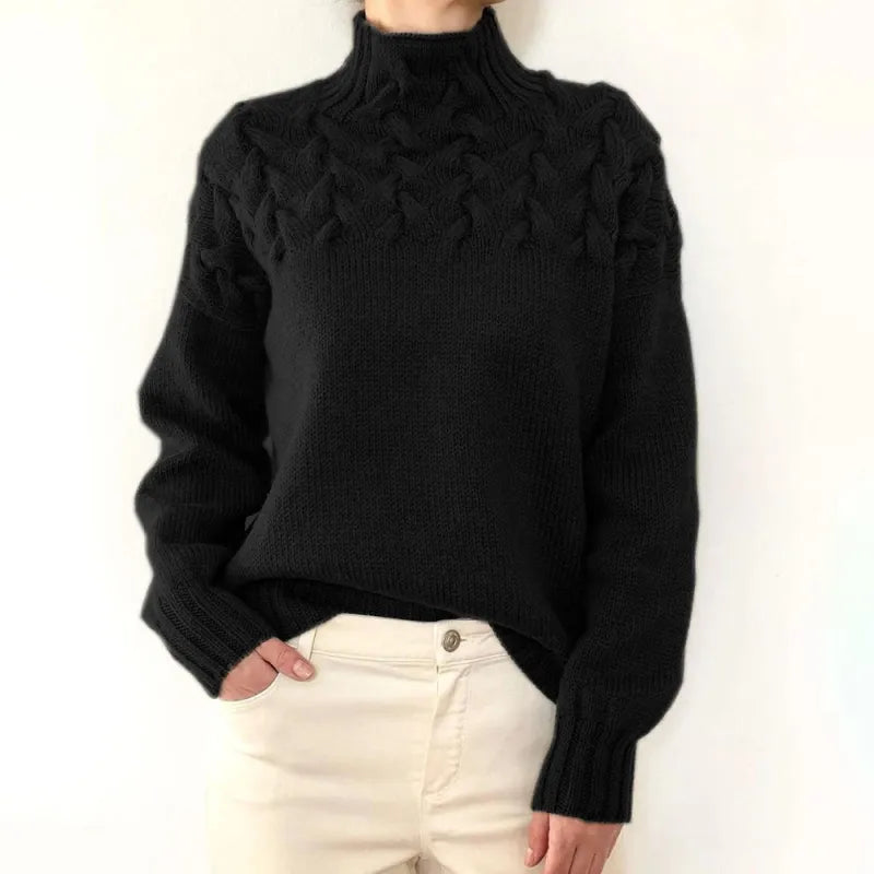 Women's Cable Knit Roll Neck Jumper