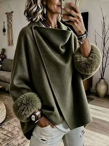 Women's Asymmetric Faux Fur Cuff Jacket