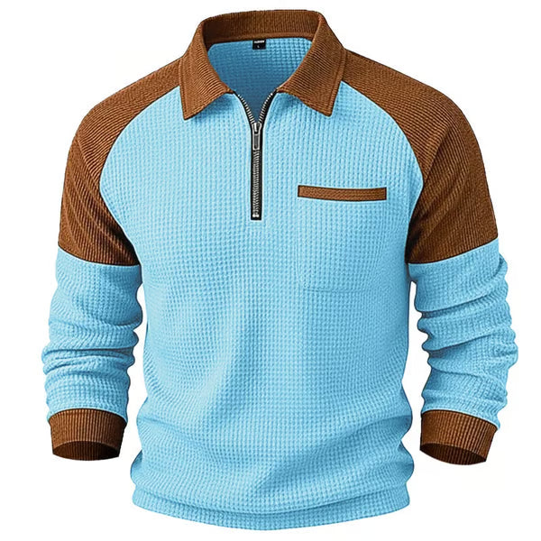 Men's Waffle Knit Quarter-Zip Pullover