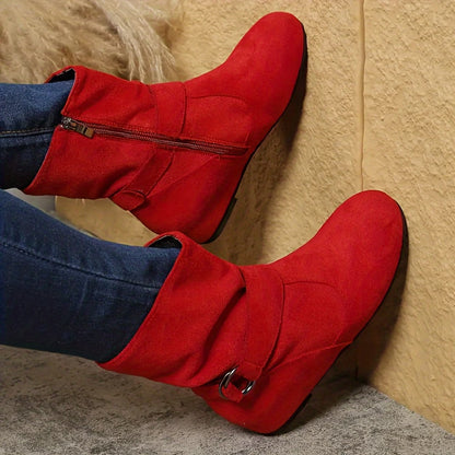 Women's Vintage Buckle Ankle Boots