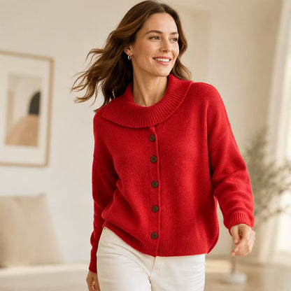 Women's Draped Collar Knit Cardigan