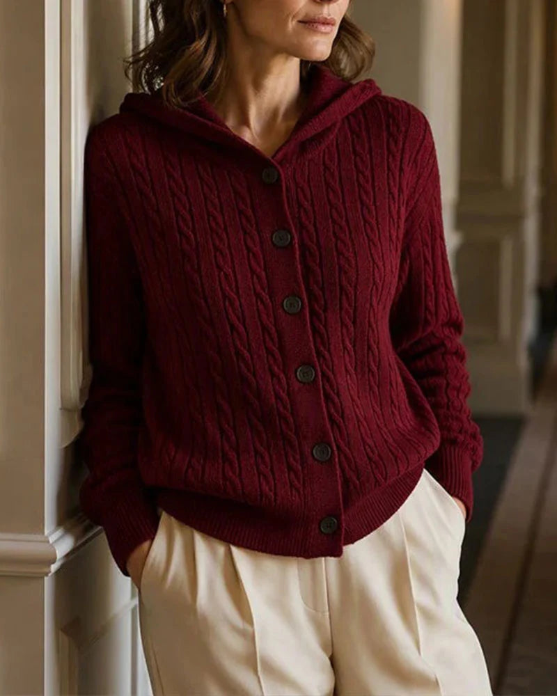 Women's Open-Front Hooded Knit Cardigan