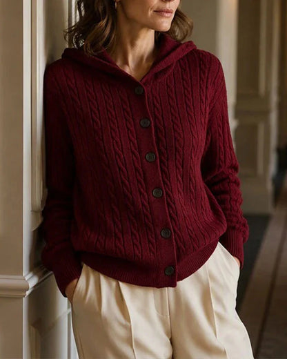 Women's Open-Front Hooded Knit Cardigan