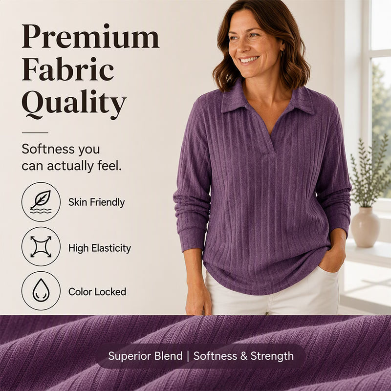 Women's Ribbed V-Neck Knit Jumper