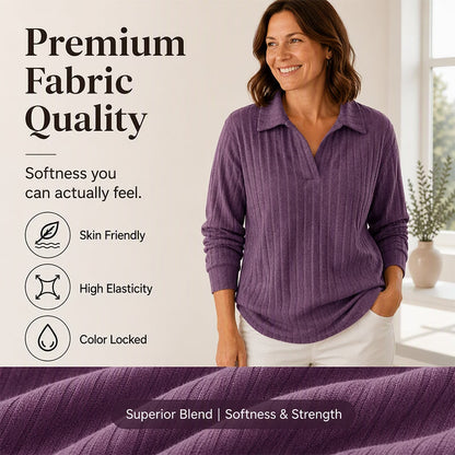Women's Ribbed V-Neck Knit Jumper