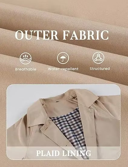 Women's Checked-Lining Short Trench Jacket
