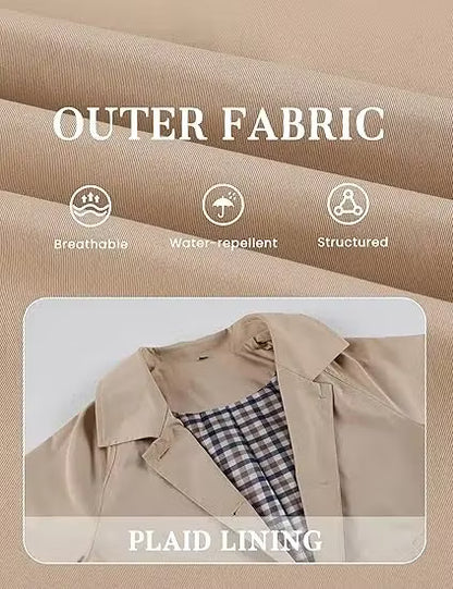 Women's Checked-Lining Short Trench Jacket