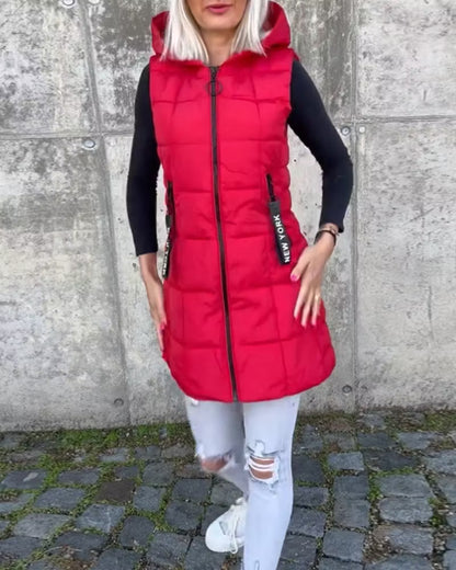 Women's Longline Quilted Hooded Gilet