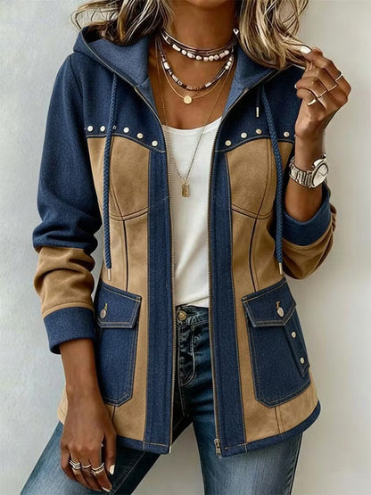 Women's Two-Tone Hooded Utility Jacket