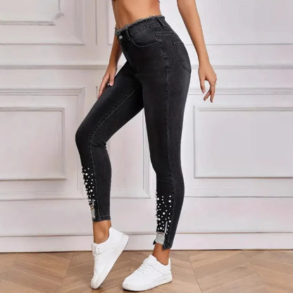 Women's Pearl Embellished Skinny Jeans