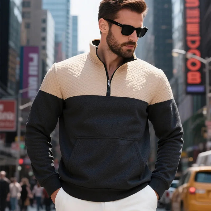 Men's Colour Block Half-Zip Sweatshirt