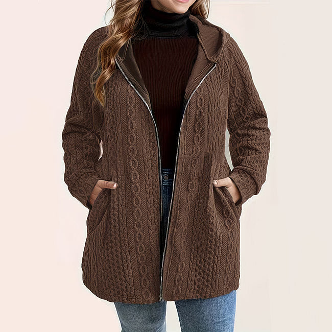Women's Textured Cable Knit Zip-Up Jacket