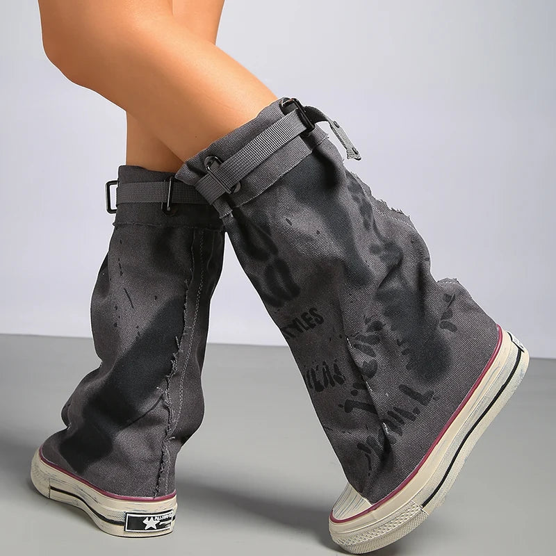 Women's Graffiti Fold-Over Buckle Boots
