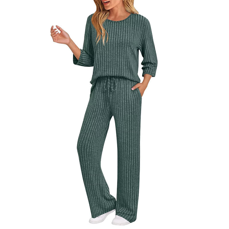 Women's Soft Ribbed Two-Piece Lounge Set
