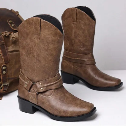 Men's Embossed Retro Ankle Boots