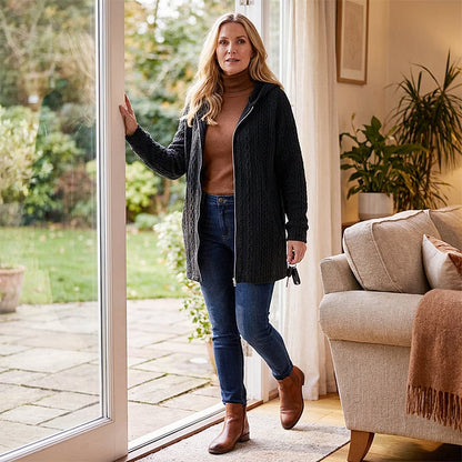 Women's Textured Cable Knit Zip-Up Jacket