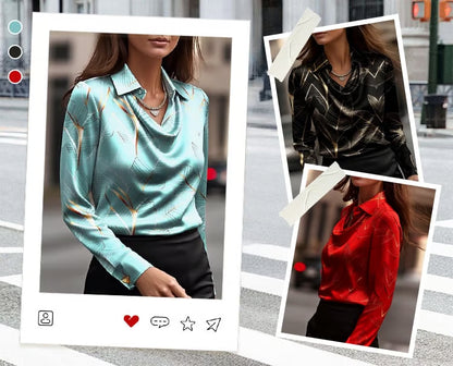 Women's Elegant Long Sleeve Satin Blouse