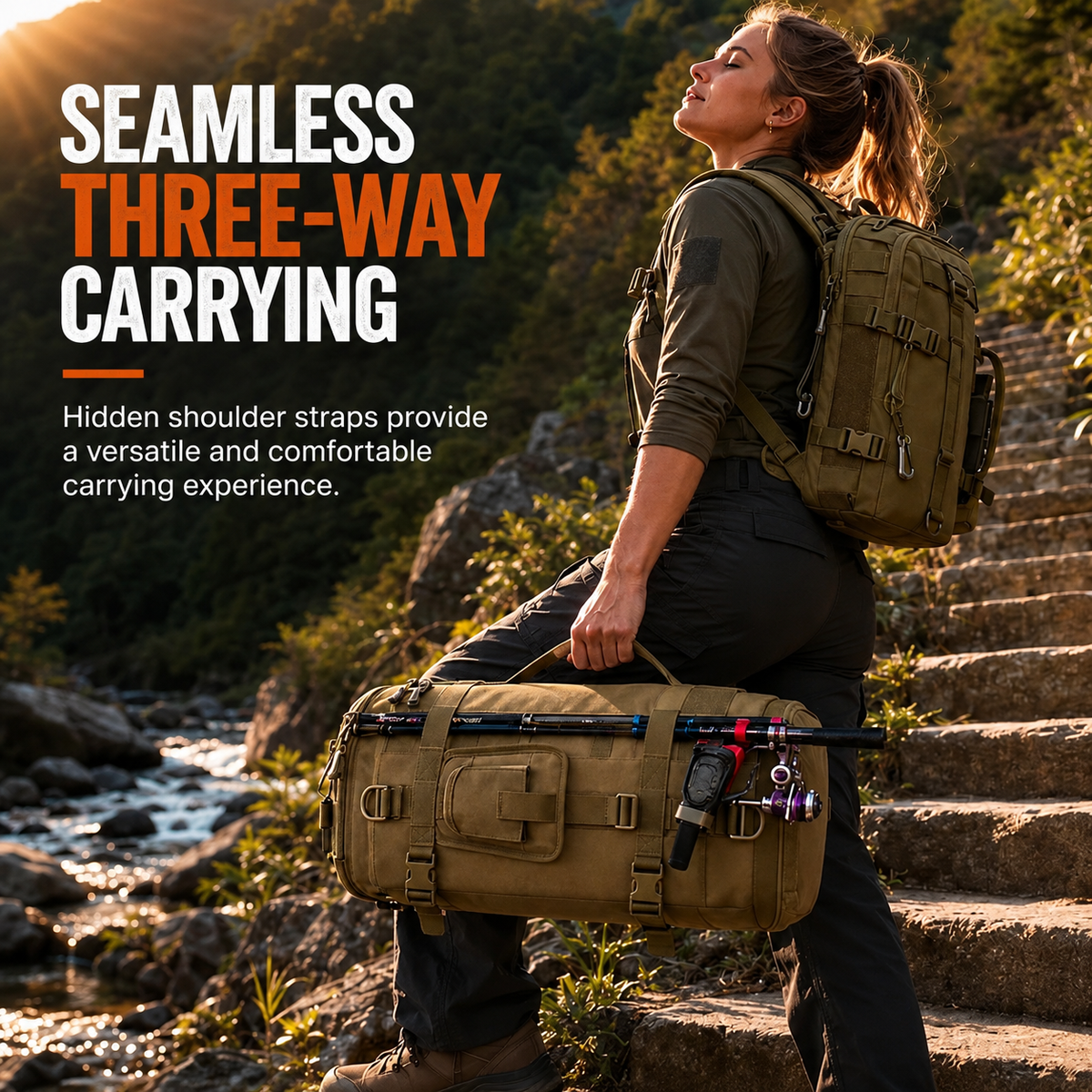 Men's Multi-Compartment Fishing Backpack