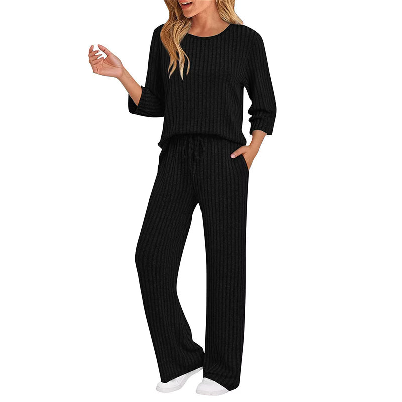 Women's Soft Ribbed Two-Piece Lounge Set
