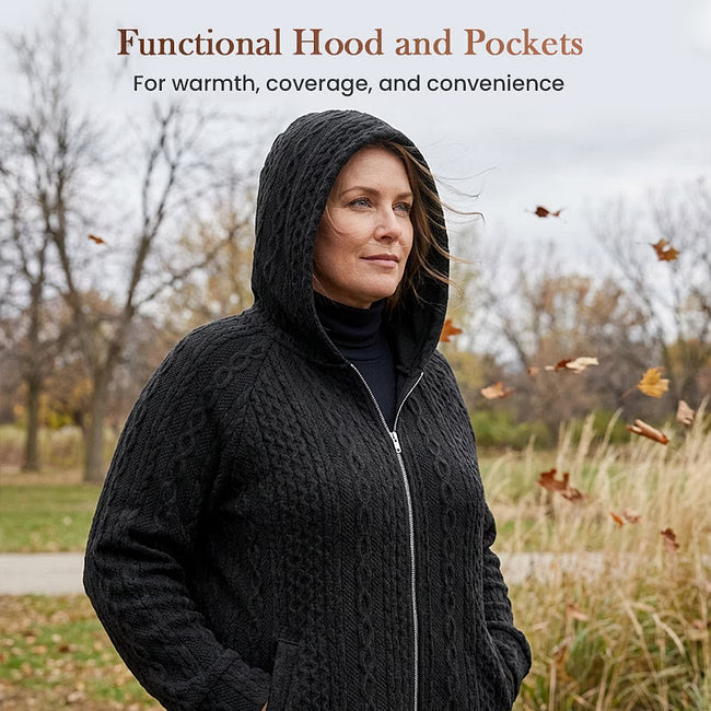 Women's Textured Cable Knit Zip-Up Jacket