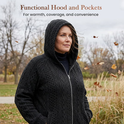 Women's Textured Cable Knit Zip-Up Jacket