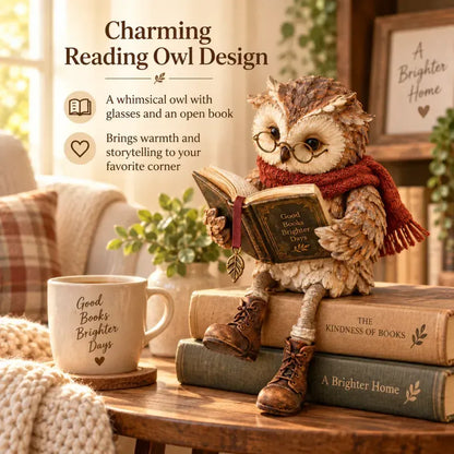 Reading Owl Shelf Figurine