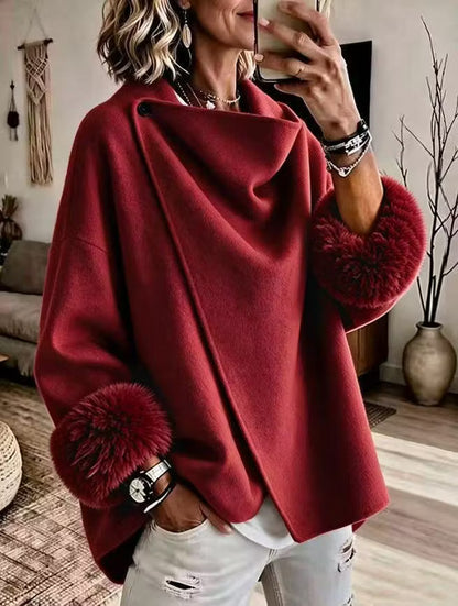 Women's Asymmetric Faux Fur Cuff Jacket