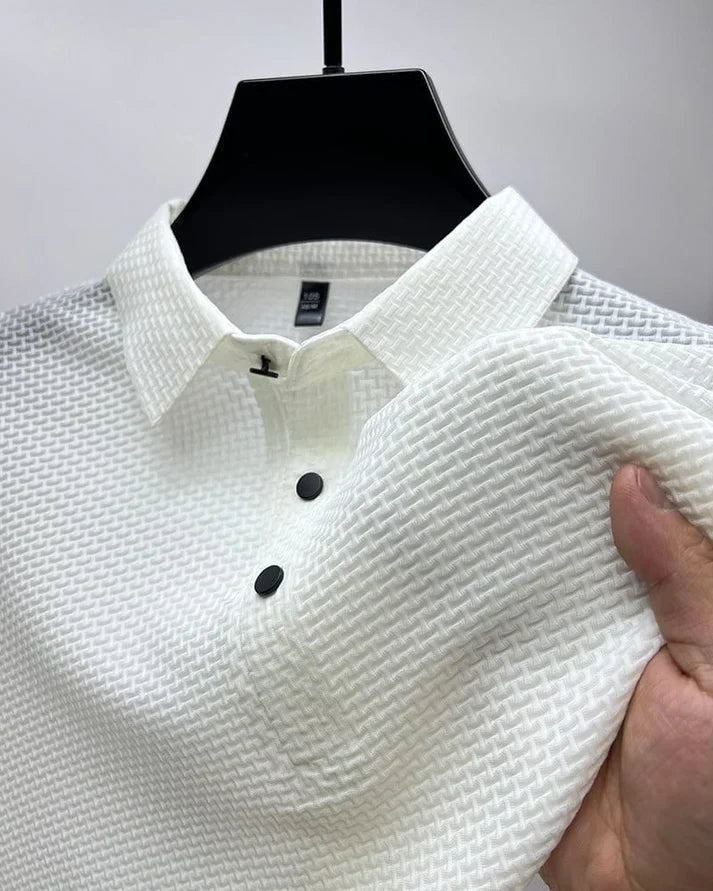 Men’s Breathable Mesh Detail Short Sleeve Polo Shirt