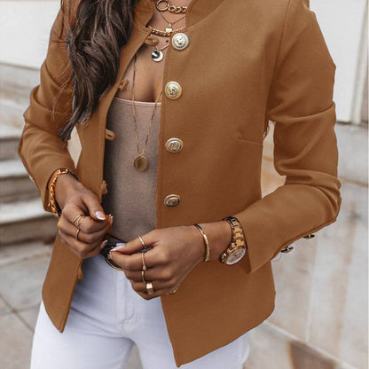 Women's Fitted Gold Button Blazer