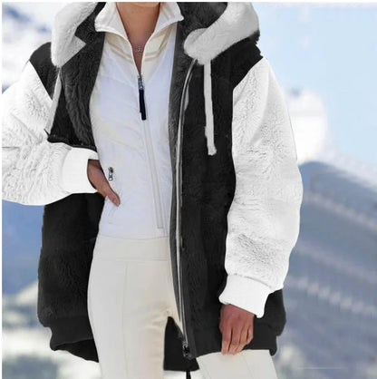 Women’s Fleece Hooded Jacket with Double Wool Look Lining