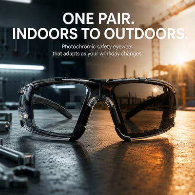 Photochromic Safety Glasses with Removable Foam Lining