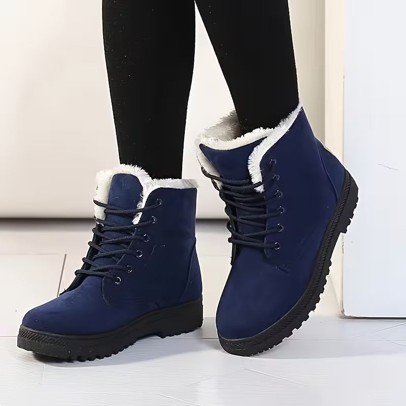 Women's Plush-Lined Lace-Up Ankle Boots