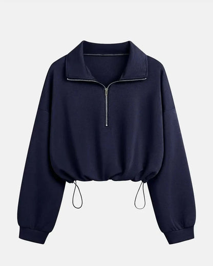 Women's Zip Waist Long Sleeve Sweatshirt